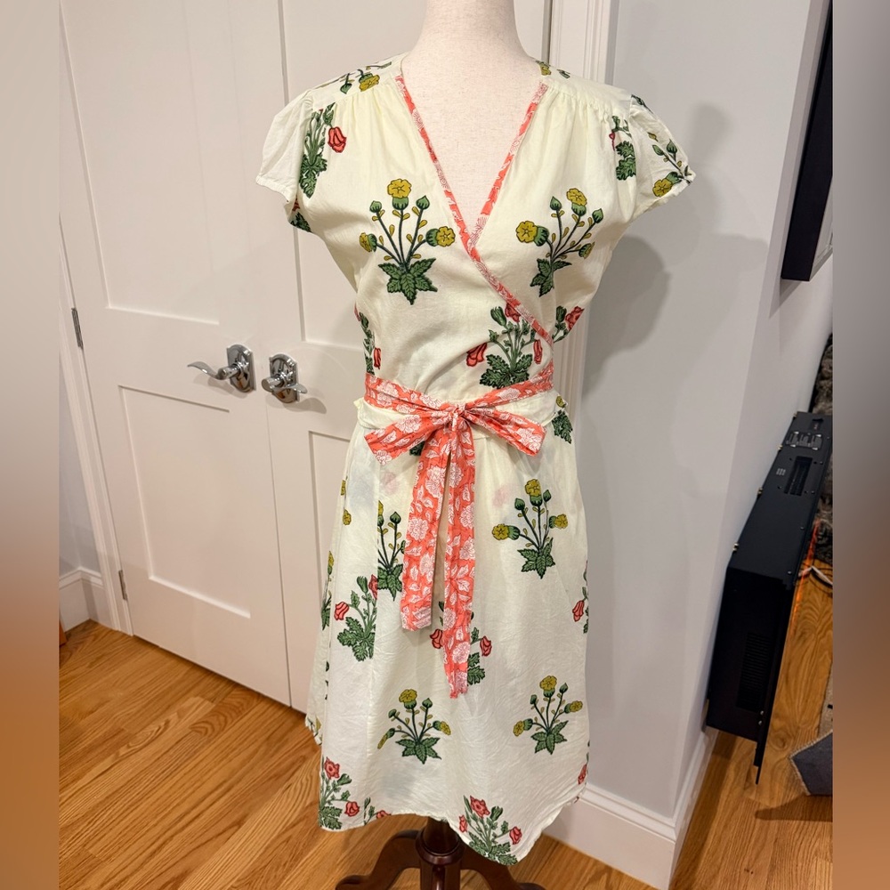 CJ Laing Floral Midi Dress with Red and Green Accents